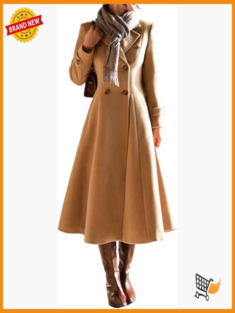 Double Breasted Wool Peacoat Long Trench Coat Winter Jacket